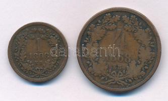 Ausztria 1868KB 1kr Cu "Angyalos címer" + 4kr Cu T:F patina Austria 1868KB 1kr Cu "Angyalos címer" + 4 Kreuzer Cu C:F patina