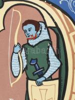 cca 1966 Hat évszázad könyvdíszítései, miniatúrái, Szépművészeti Múzeum. kiállíátisi plakát, ofszet,...