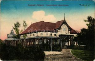 1918 Szatmárnémeti, Satu Mare; Kossuth kerti városi kioszk / kiosk in the park (gyűrődések / creases)