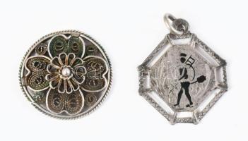 Ezüst (Ag) ékszer tétel, medál, nyaklánc, stb, 8,7g