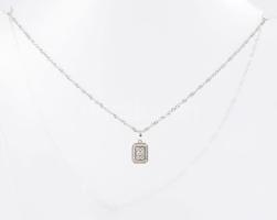 Fehérarany (Au) nyaklánc moissanite berakásos medállal, jelzett, 9k, bruttó 3,2g
