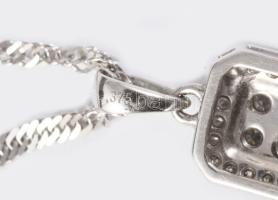 Fehérarany (Au) nyaklánc moissanite berakásos medállal, jelzett, 9k, bruttó 3,2g