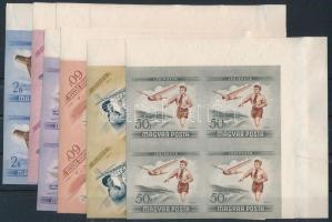 1954 Repülőnap vágott sor ívsarki négyestömbökben (48.000) / Mi 1376-1383 imperforate corner blocks ...