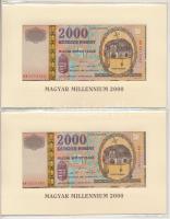 2000. 2000Ft "Millenium" (2x) sorszámkövetők "MM 0219381 - MM 0219382" eredeti díszcsomagolásban T:UNC Adamo F56A