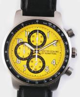 Benetton karóra, sárga számlappal, kronográfos, d: 36mm