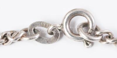 Ezüst (Ag) nyaklánc, lapis lazuli szemekkel, jelzett, 835 ezrelékes, h: 80 cm, bruttó 23g