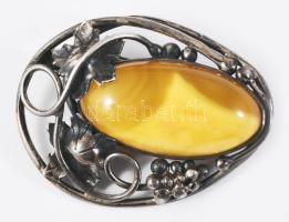 Ezüst (Ag) bross kővel, 4x3 cm, bruttó 10,5g