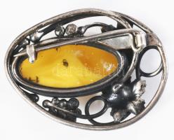 Ezüst (Ag) bross kővel, 4x3 cm, bruttó 10,5g