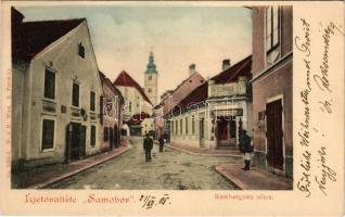 1905 Szamobor, Samobor; Rambergova ulica / utca, üzletek / street view, shops (EK)