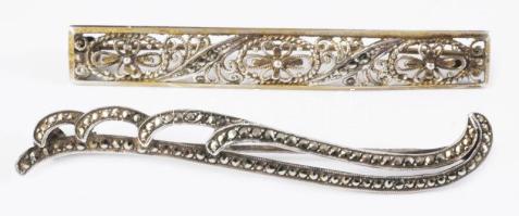 2 darab ezüst (Ag) bross, h: 5-6 cm, bruttó 6,6g