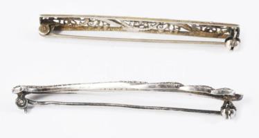 2 darab ezüst (Ag) bross, h: 5-6 cm, bruttó 6,6g