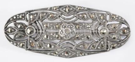 Ezüst (ag) bross, markazitokkal, h: 5 cm, bruttó 9,7g