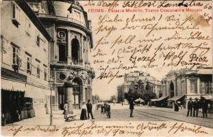 1904 Fiume, Rijeka; Palazzo Modello, Teatro Comunale e Mercato / square, drugstore, theatre, market ...