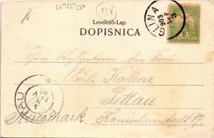 1903 Glina, Gostiona, Kavana / utca, vendéglő és kávéház. V. Jaksic kiadása / street view, inn, rest...