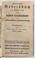 Reiter, Matthäus (Hg.): Katholisches Gebetbbuch zur Beförderung des wahren Christentums unter nachdenkenden und gutgesinnten Christen. Salzburg 1799. Mayr 1t (4) 267p. Korabeli egészbőr kötésben, gerincen kis sérüléssel.