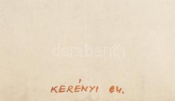 1964 Bál a MOM Kultúrházban, plakátterv, tempera, karton, jelzett (Kerényi 64), a széleken kisebb sz...