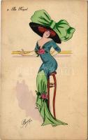 'Au Royal' French lady art postcard s: Plum (EK)