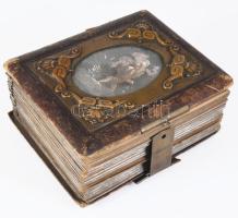 cca 1860-1870 közötti rézveretes üvegezett fotóalbum, 25 db fotóval, Ferenc József és családja (sérü...