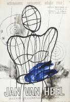 Szilvásy Nándor (1927-2011): Jan van Heel holland festőművész kiállítása, Műcsarnok, 1966, plakát, ofszet, papír, jelzett a plakáton, Offset-Nyomda, a széleken apró gyűrődésekkel és halvány ázásnyomokkal, 82x56,5 cm