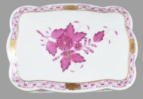 Herendi Apponyi mintás porcelán bonbonniere. Kézzel festett, jelzett, hibátlan 14x10 cm