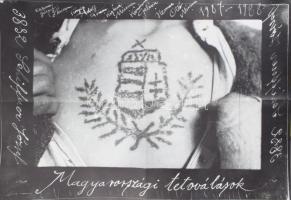 Pócs Péter (1950-): Magyarországi tetoválásak, 1987, kiállítási plakát, ofszet, papír, grafika: Pócs...