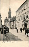 Zagreb, Zágráb; Gospodska ulica / street view, church (EB)