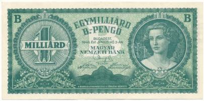 1946. 1.000.000.000BP kis nyomdai papírránc T:UNC,AU Hungary 1946. 1.000.000.000 B.-Pengő (Billion Pengő) small typographical crease C:UNC,AU Adamo P40