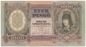 1943. 1000P "MINTA" perforációval, "F 000 000000"-s sorszámmal T:AU Adamo P21M1a