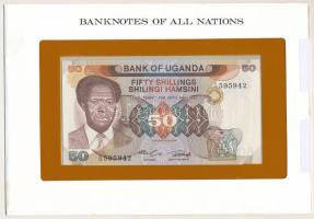 Uganda DN (1985) 50Sh "C/10 595942" "Banknotes of all Nations" bankjegyes borítékban, bélyegzés levágva T:UNC Uganda ND (1985) 50 Shillings "C/10 595942" in "Banknotes of all Nations" banknote envelope, stamping cut off C:UNC Krause P#20