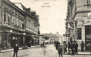 Lugos Deák street with the Turul shoeshop and the shops of József Stern and Ignác Breit