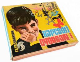 Kapcsolj gyorsan retro MInerva társasjáték eredeti dobozában, egy bábu 2 szórkártya hiány