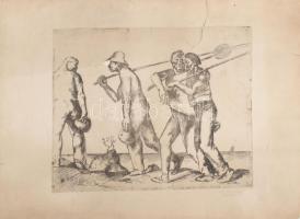 Barta jelzéssel (Barta Ernő vagy Bartha László?): Marseilli alakok, 1929. Rézkarc, papír, sérült (sz...