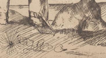 Barta jelzéssel (Barta Ernő vagy Bartha László?): Marseilli alakok, 1929. Rézkarc, papír, sérült (sz...