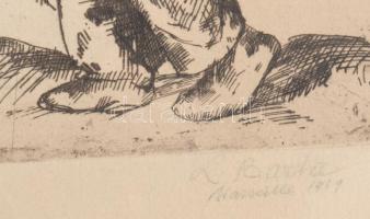 Barta jelzéssel (Barta Ernő vagy Bartha László?): Marseilli alakok, 1929. Rézkarc, papír, sérült (sz...