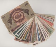 29db-os tartalmas nagyobbrészt Pengő bankjegy tétel, közte három darab Forint (10-20-50Ft-os címlete...