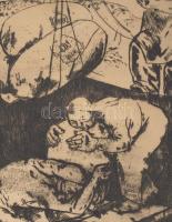 Barta jelzéssel (Barta Ernő vagy Bartha László?): Kikötői munkások Cannesban, 1929. Rézkarc, papír, ...