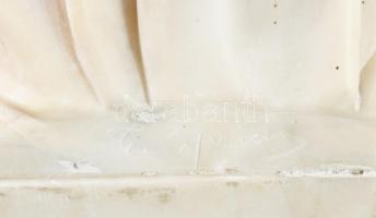 Cipriano Cipriani: Madonna. Faragott márvány szobor. Jelzett. XIX. sz. vége. 60 cm / Carved marble