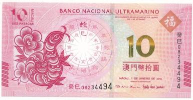 Makaó 2013. 10P "A kígyó éve" T:UNC,AU Macau 2013. 10 Patacas "Year of the Snake" C:UNC,AU Krause P#86