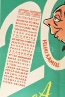 cca 1957-1958 Kamara varieté, A fentről jött ember, Feleki Kamill, Salamon Béla, plakát, papír, jelz...