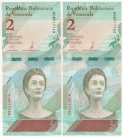 Venezuela 2018. 2B (2x) sorszámkövetők "B08017749 - B08017750" T:UNC Venezuela 2018. 2 Bolívares (2x) consecutive serial numbers "B08017749 - B08017750" C:UNC Krause P#101