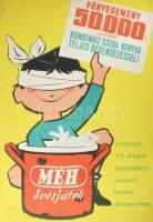 Gaál Mátyás (1909-): MÉH sorsjáték, 1957 körül, reklámplakát, papír, jelzett a plakáton, Plakát Címk...