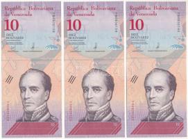 Venezuela 2018. 10B (3x) sorszámkövetők "F84806158 - F84806160" T:UNC Venezuela 2018. 10 Bolívares (3x) consecutive serial numbers "F84806158 - F84806160" C:UNC Krause P#103