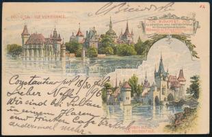 1896 2kr millenniumi díjjegyes levelezőlap 3kr díjkiegészítéssel Bukarestbe, "BUDAPEST-KONSTANT...