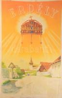 1940 Erdélyi részek visszacsatolásának emlékére. 94x62,5 cm, lapszéli apró javított szakadásokkal, n...