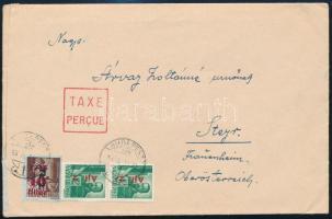 1946 (7. díjszabás) Levél 3 db bélyeggel Ausztriába, a Betűs II. szabálytalanul felhasználva külföld...