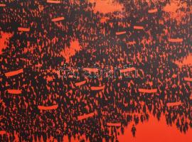 Bükkösi Gábor (1920-1997): Éljen május 1., 1964. Politikai propagandaplakát, papír, jelzett a plakát...