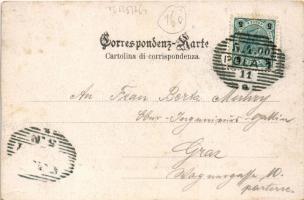 1900 Pola, Pula; J. R. Giudisio ed Arena / K. k. Gericht und Arena / court, amphitheatre. F. Schöler...