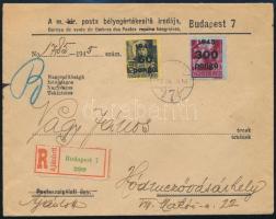 1945 (5. díjszabás) Ajánlott távolsági levél 2 bélyeggel (legkevesebb címlet!) / Registered domestic...