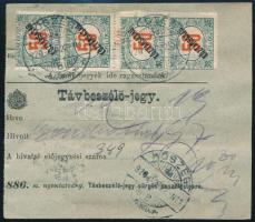 1920 Távbeszélő jegy 12 db portó bélyeggel "KŐSZEG" / Telephone ticket with 12 postage due...