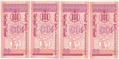 Mongólia 1993. 10m (4x) sorszámkövetők T:UNC Mongolia 1993. 10 Mongo (4x) consecutive serials C:UNC Krause KM#49